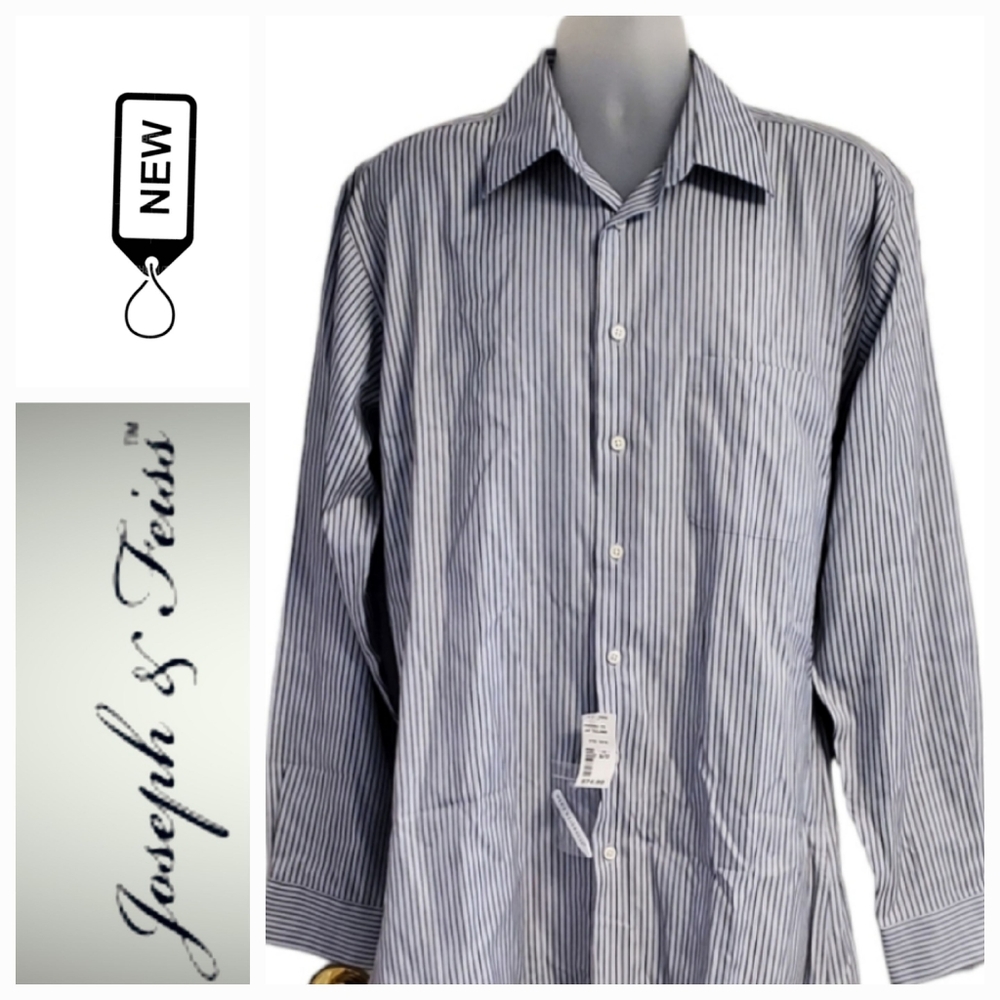 Brand New J&F Taylored Non-Iron Slim Fit Stripe Shirt. Size 17